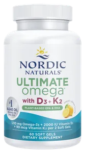 Ultimate Omega with D3 + K2, Plant-Based EPA & DHA, Lemon Flavor