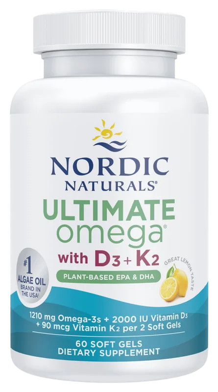 Ultimate Omega with D3 + K2, Plant-Based EPA & DHA, Lemon Flavor by Nordic Naturals