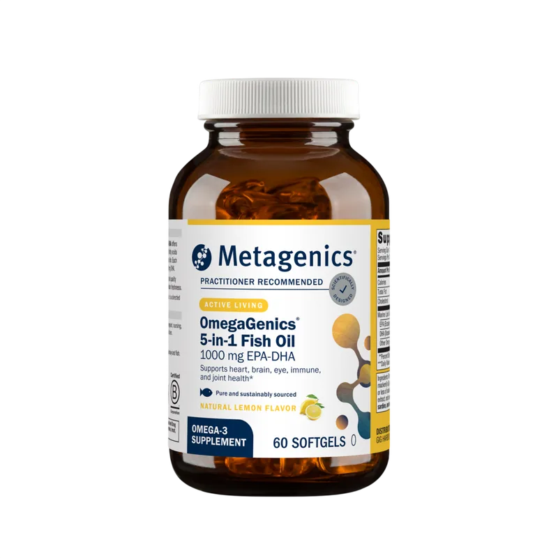 OmegaGenics® 5-in-1 Fish Oil, 1000mg EPA-DHA, Lemon Flavor Softgels by Metagenics